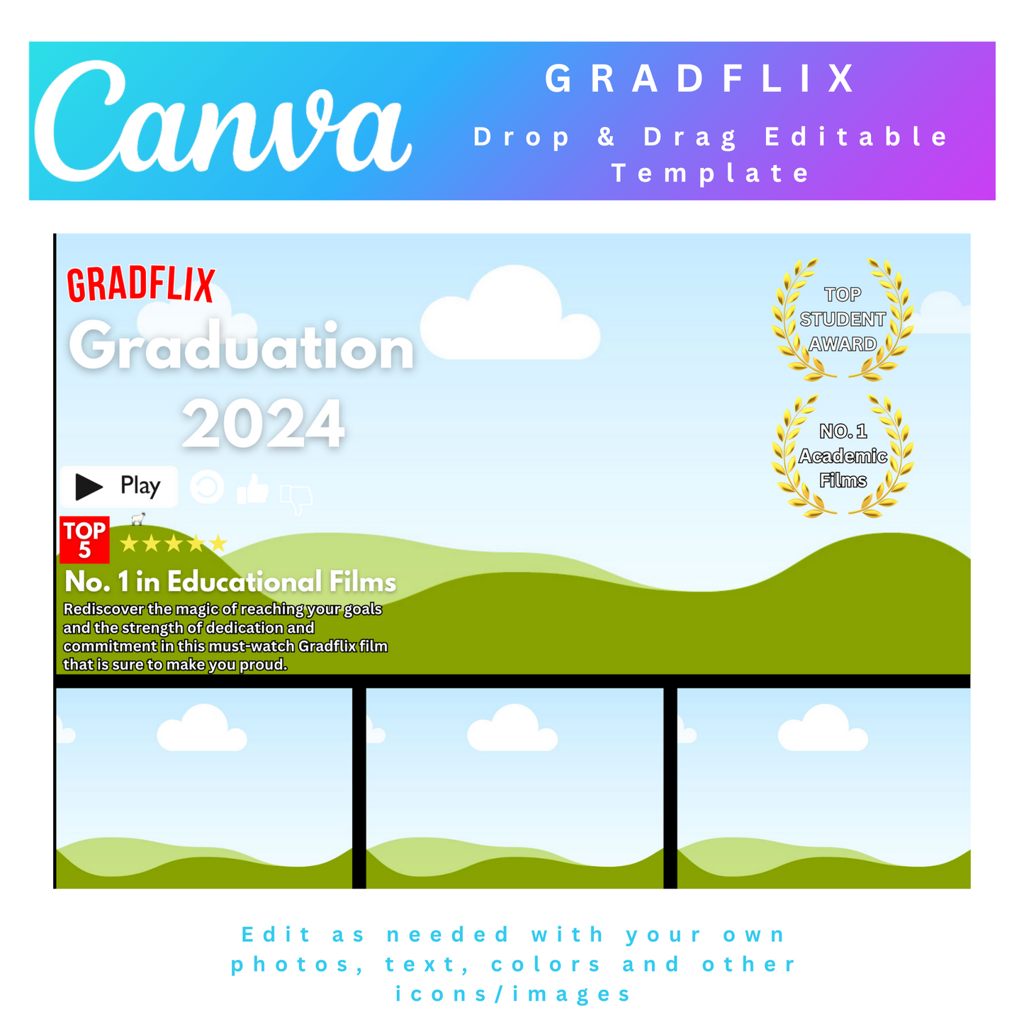 GRADFLIX Photo Collage, GRADFLIX Canva Frame Template