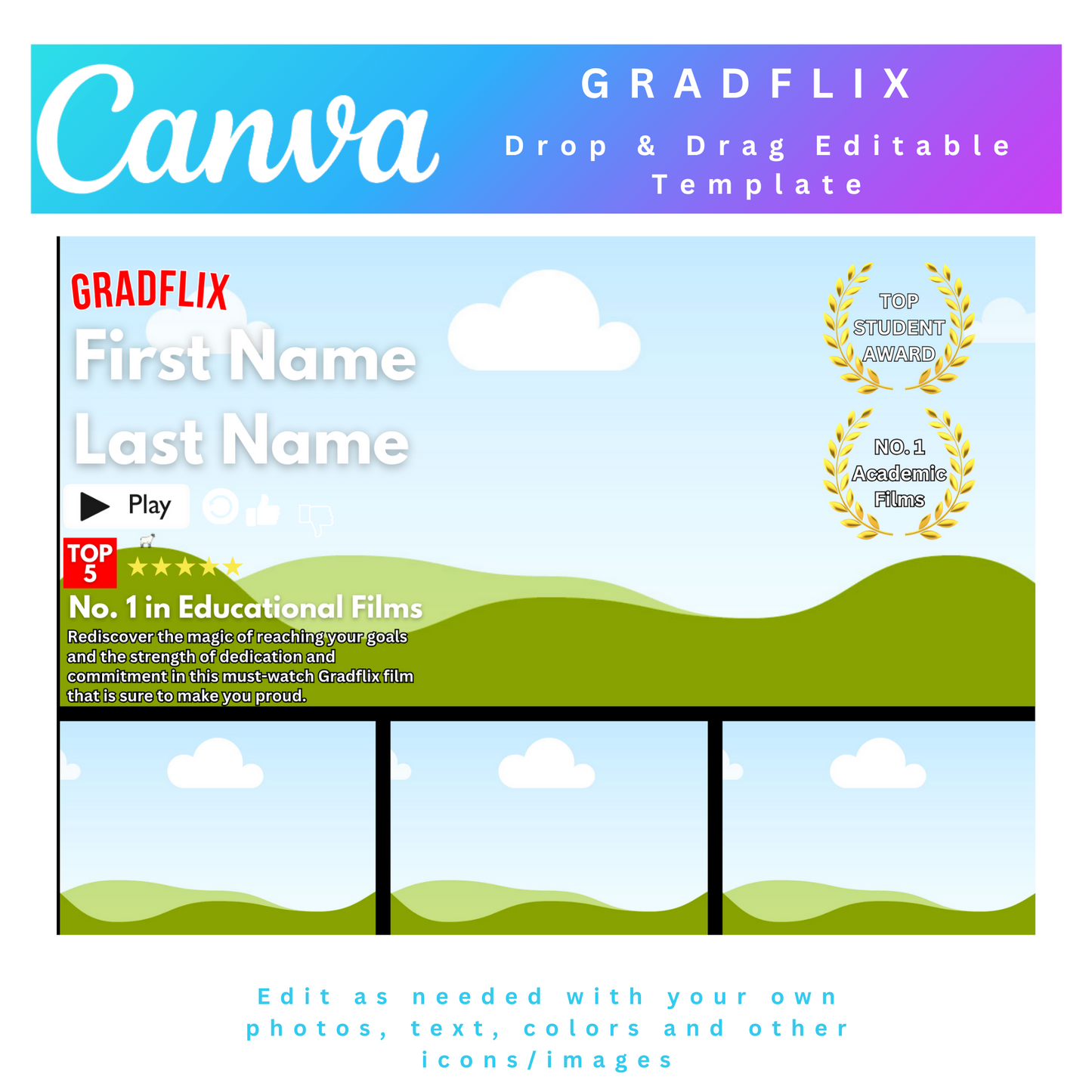 GRADFLIX Photo Collage, GRADFLIX Canva Frame Template