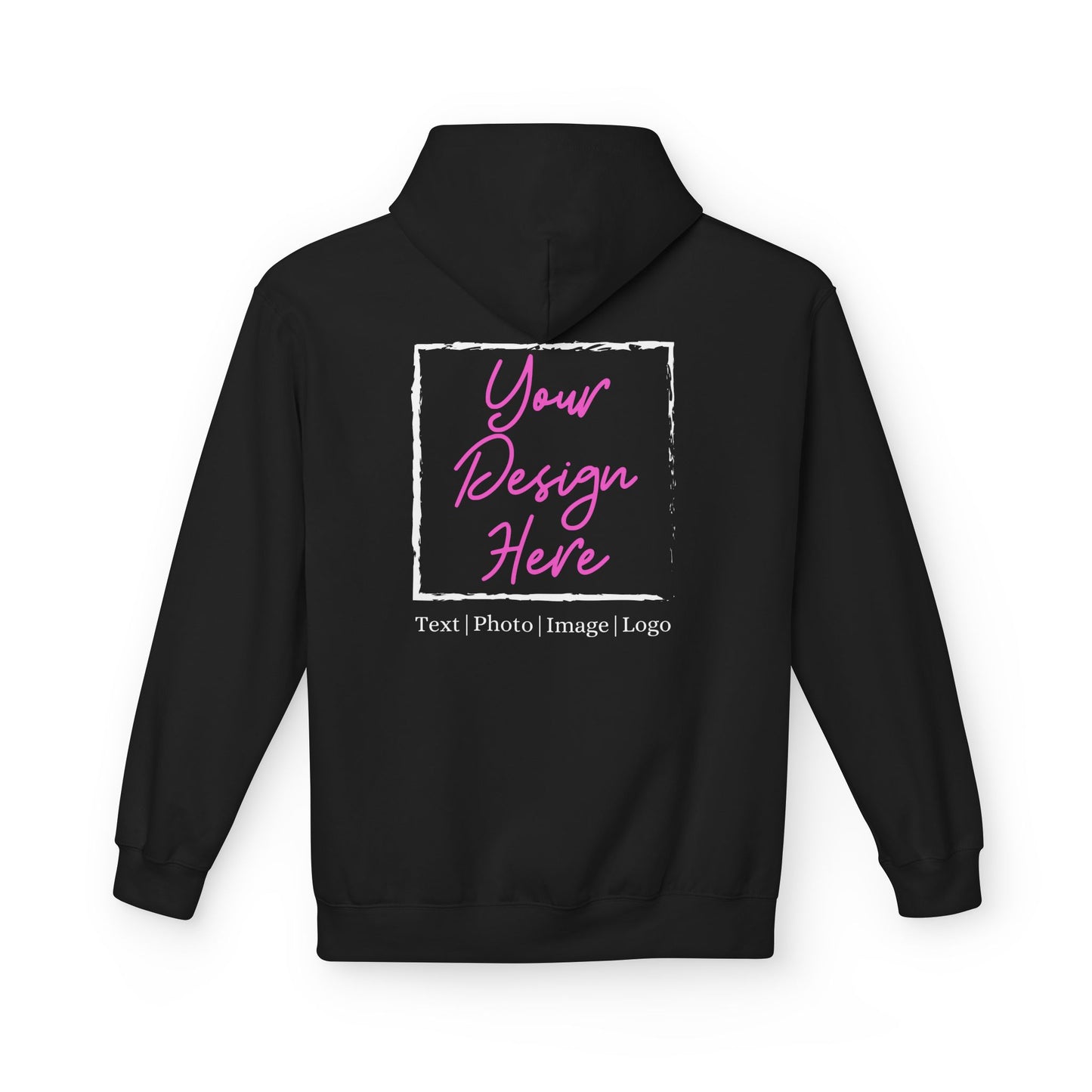 Customized Unisex Midweight Softstyle Fleece Hoodie-Black