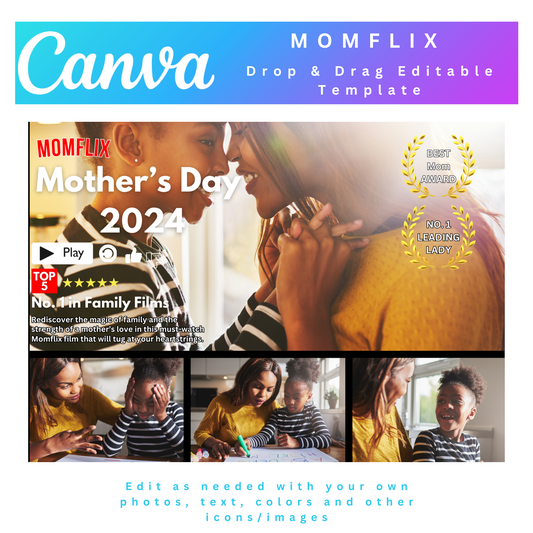 MOMFLIX Photo Collage, MOMFLIX Canva Frame Template