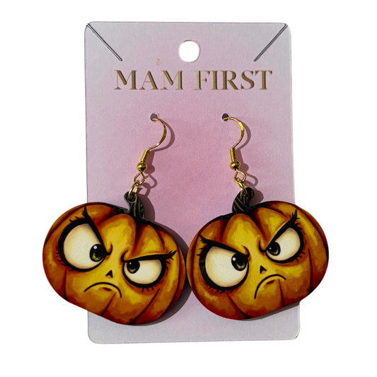 Grumpy Pumpkin Earrings