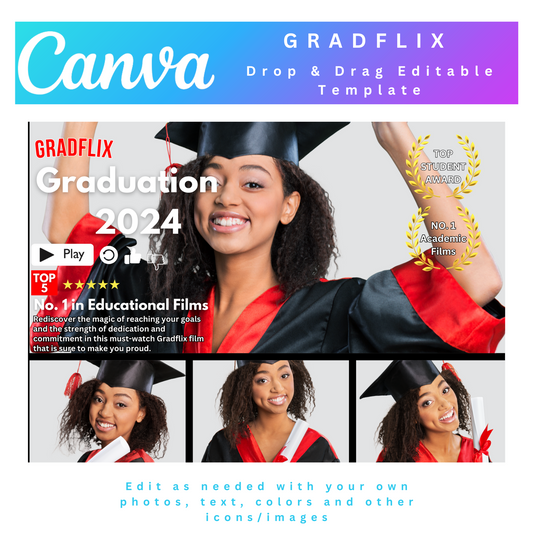 GRADFLIX Photo Collage, GRADFLIX Canva Frame Template