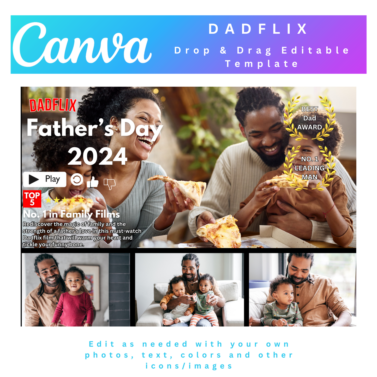 DADFLIX Photo Collage, DADFLIX Canva Frame Template