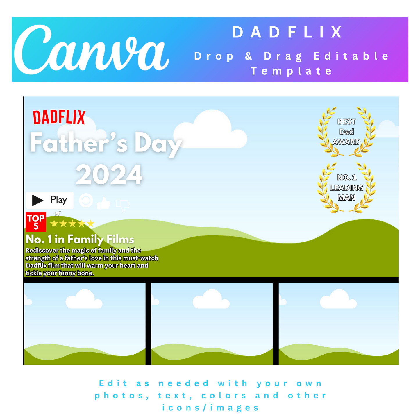 DADFLIX Photo Collage, DADFLIX Canva Frame Template