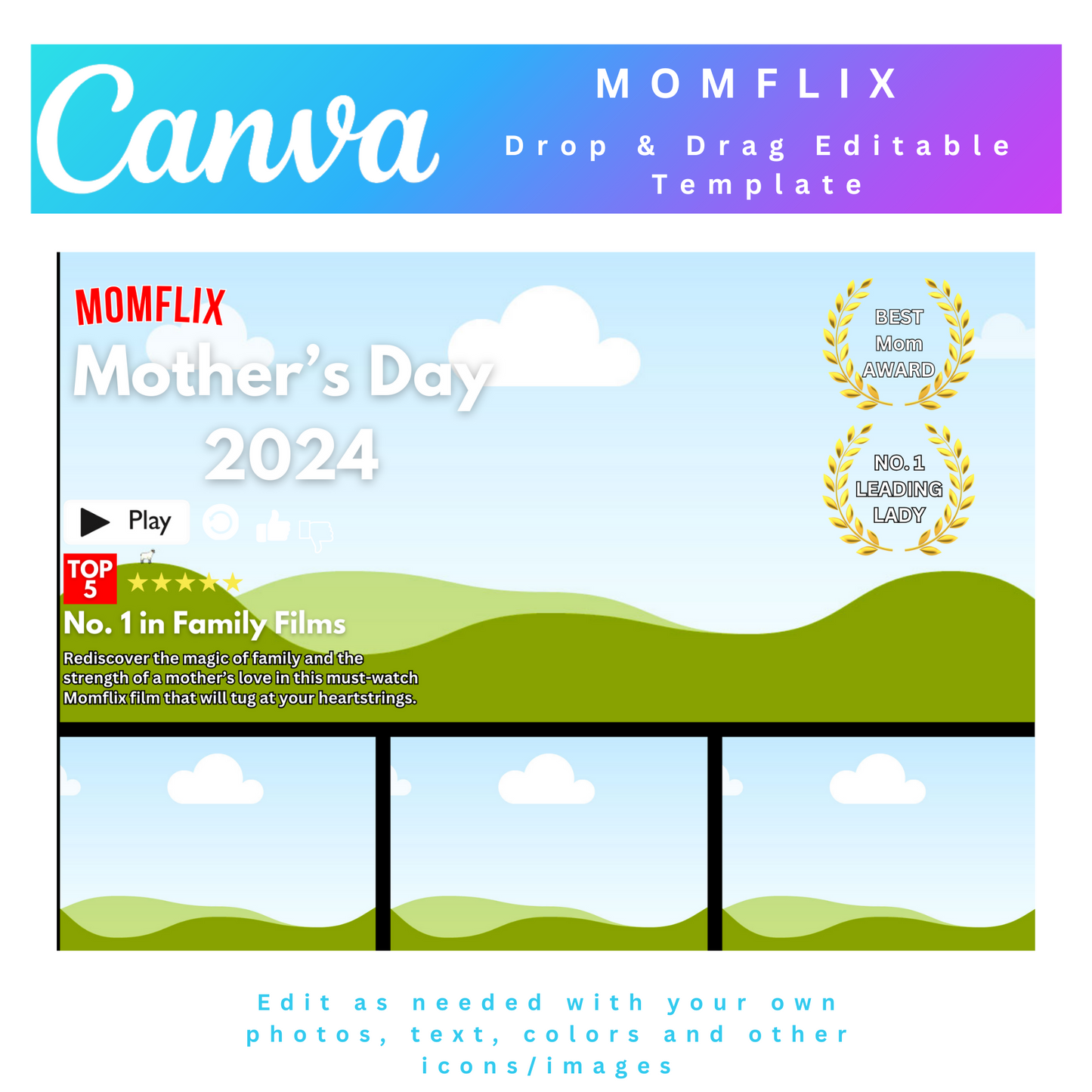 MOMFLIX Photo Collage, MOMFLIX Canva Frame Template