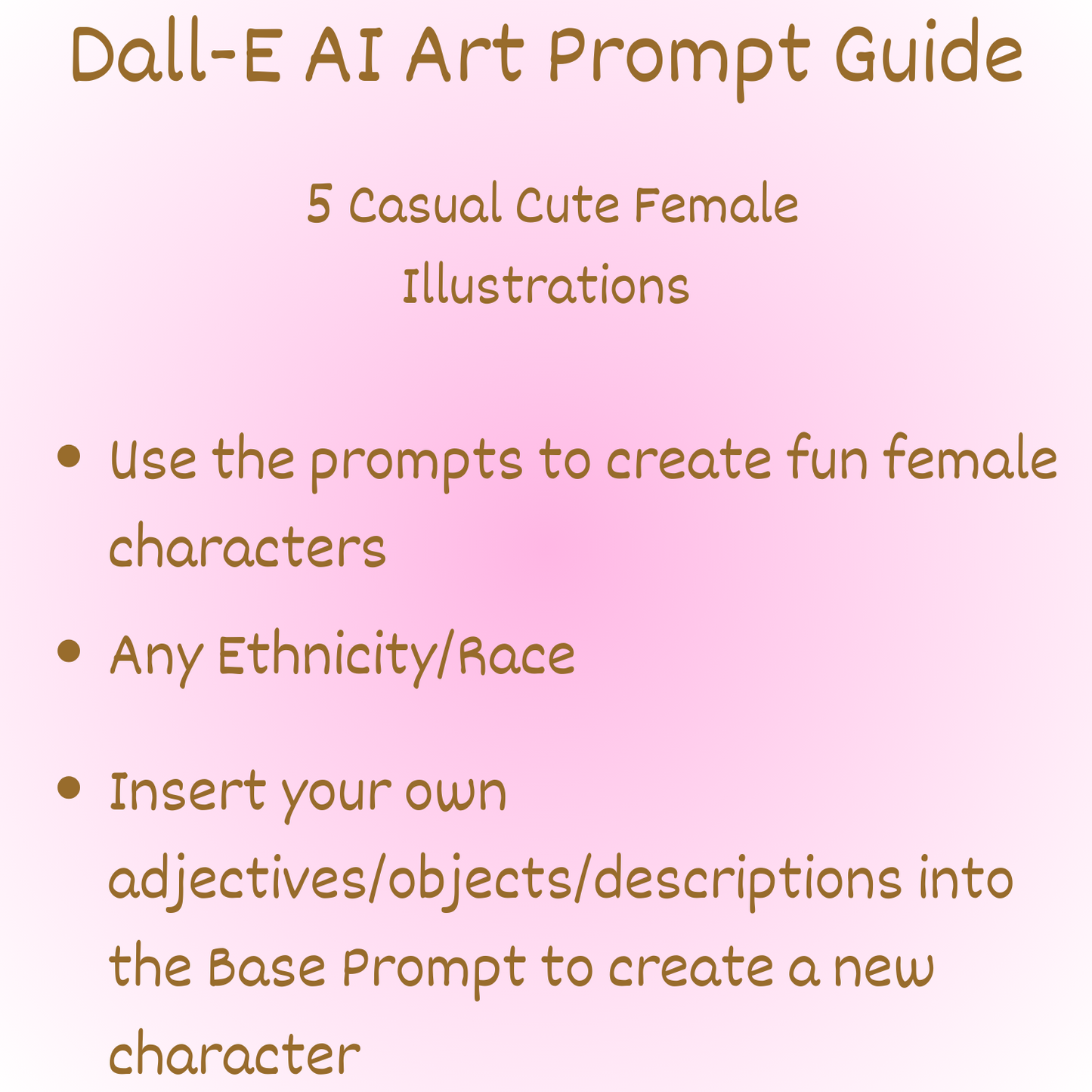 Dall-E3 ChatGPT AI Art Prompt Guide | Casual Cute Female