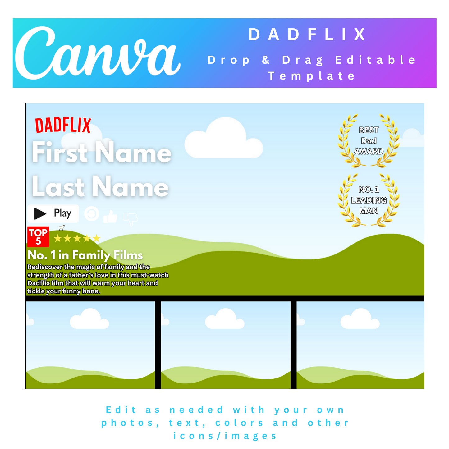 DADFLIX Photo Collage, DADFLIX Canva Frame Template