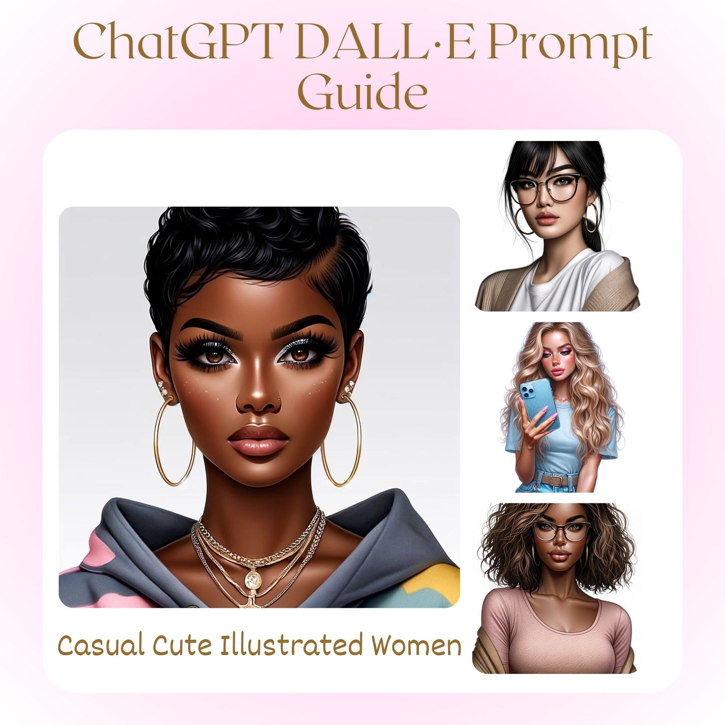 Dall-E3 ChatGPT AI Art Prompt Guide | Casual Cute Female