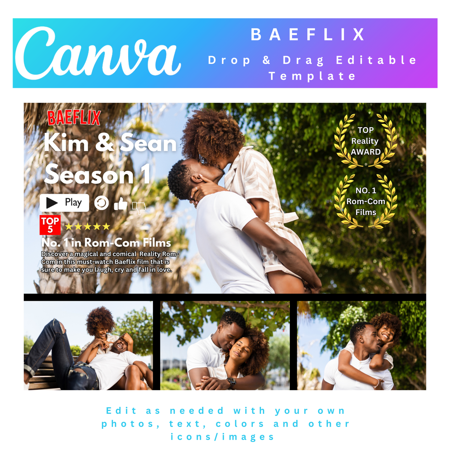 BAEFLIX Photo Collage, BAEFLIX Canva Frame Template