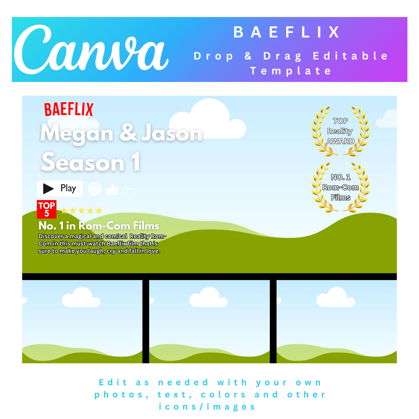 BAEFLIX Photo Collage, BAEFLIX Canva Frame Template