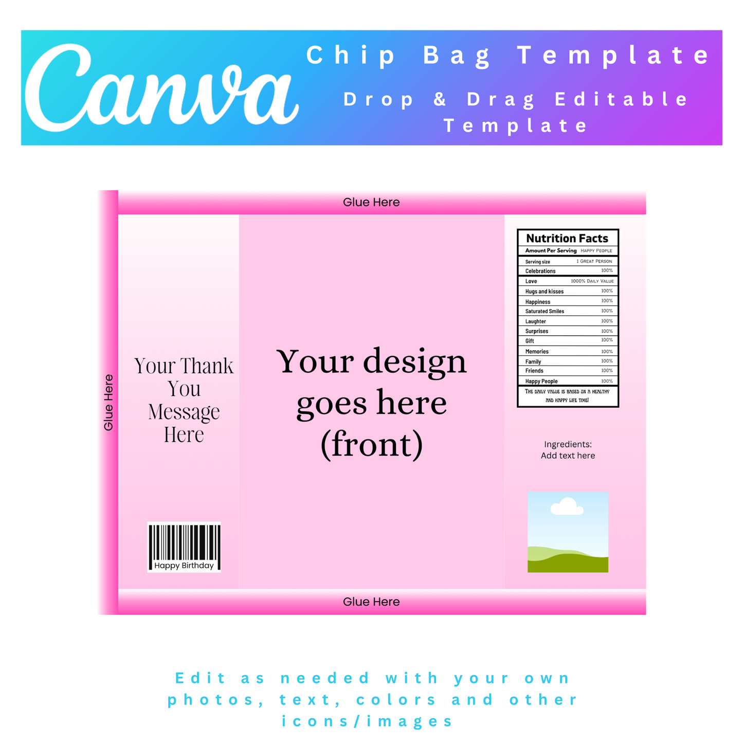 Personalized Chip Bag Template , Canva Frame Template